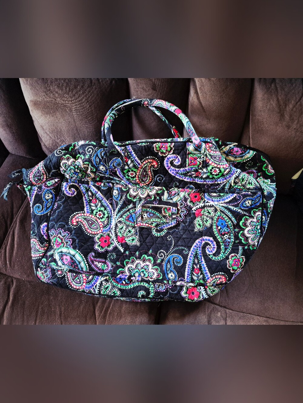 Vera Bradley Black Multi Quilted Paisley Tote